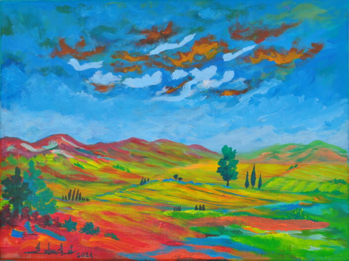 Vineyard Painting by Zelie Alice