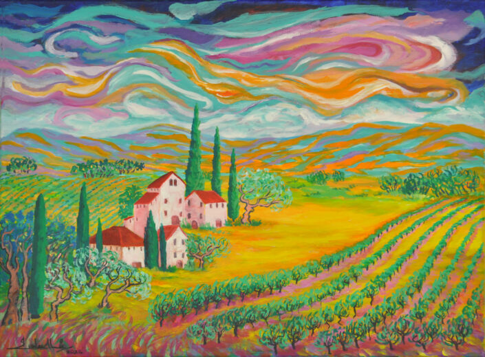 Vineyard Painting by Zelie Alice