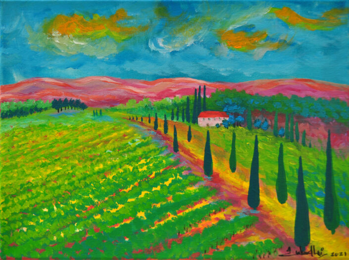 Vineyard Painting by Zelie Alice