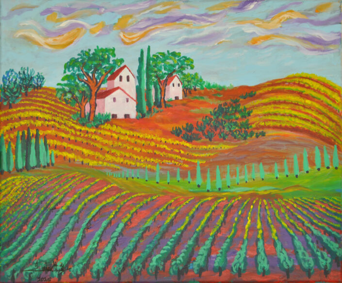 Vineyard Painting by Zelie Alice