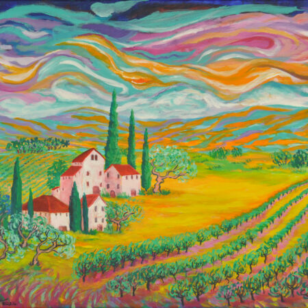 Tuscany Vineyard Painting by Zelie Alice